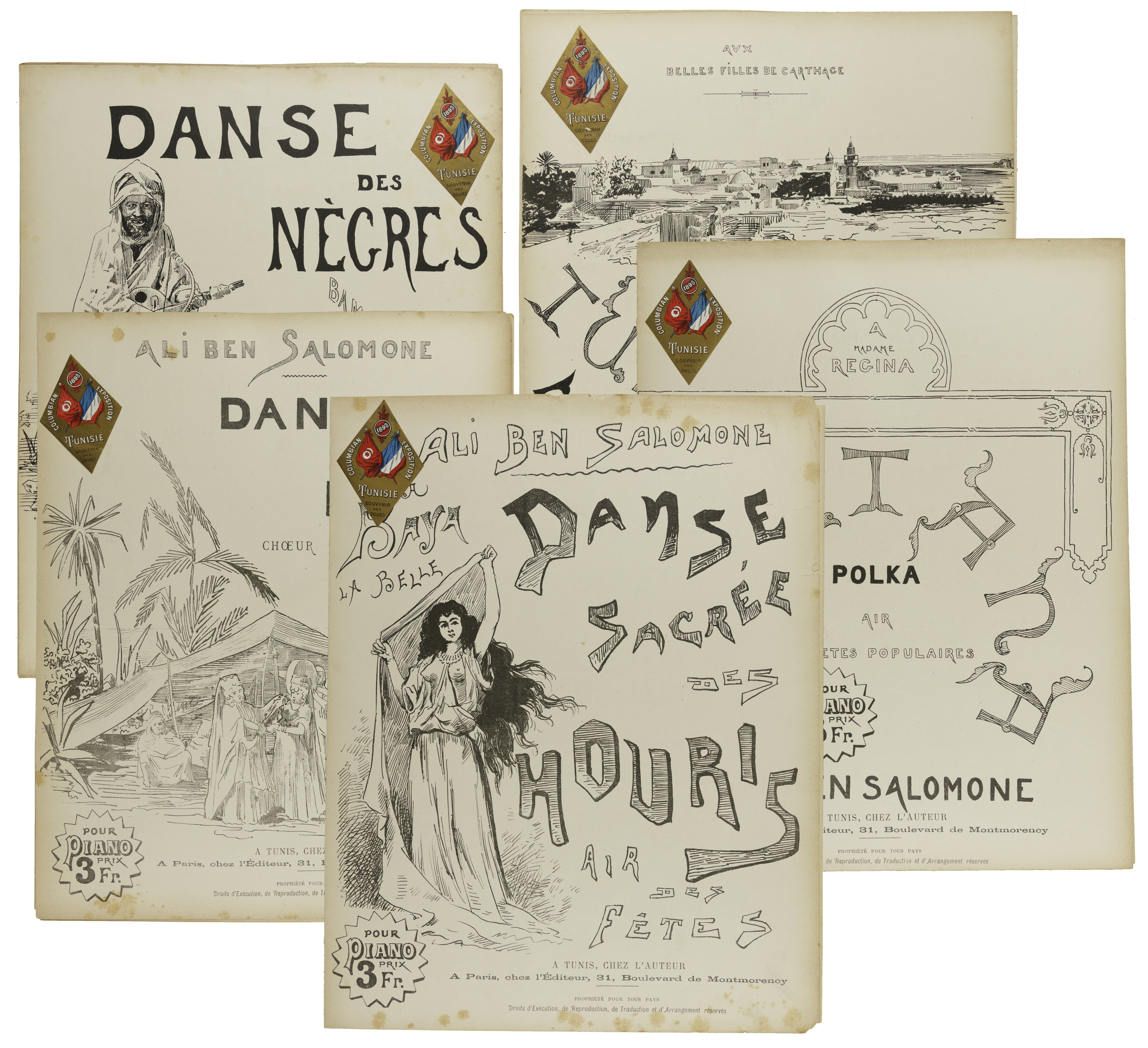 Collection of Tunisian dances from the World's Columbian Exposition, composed by Ali Ben Salomone, approximately 1893