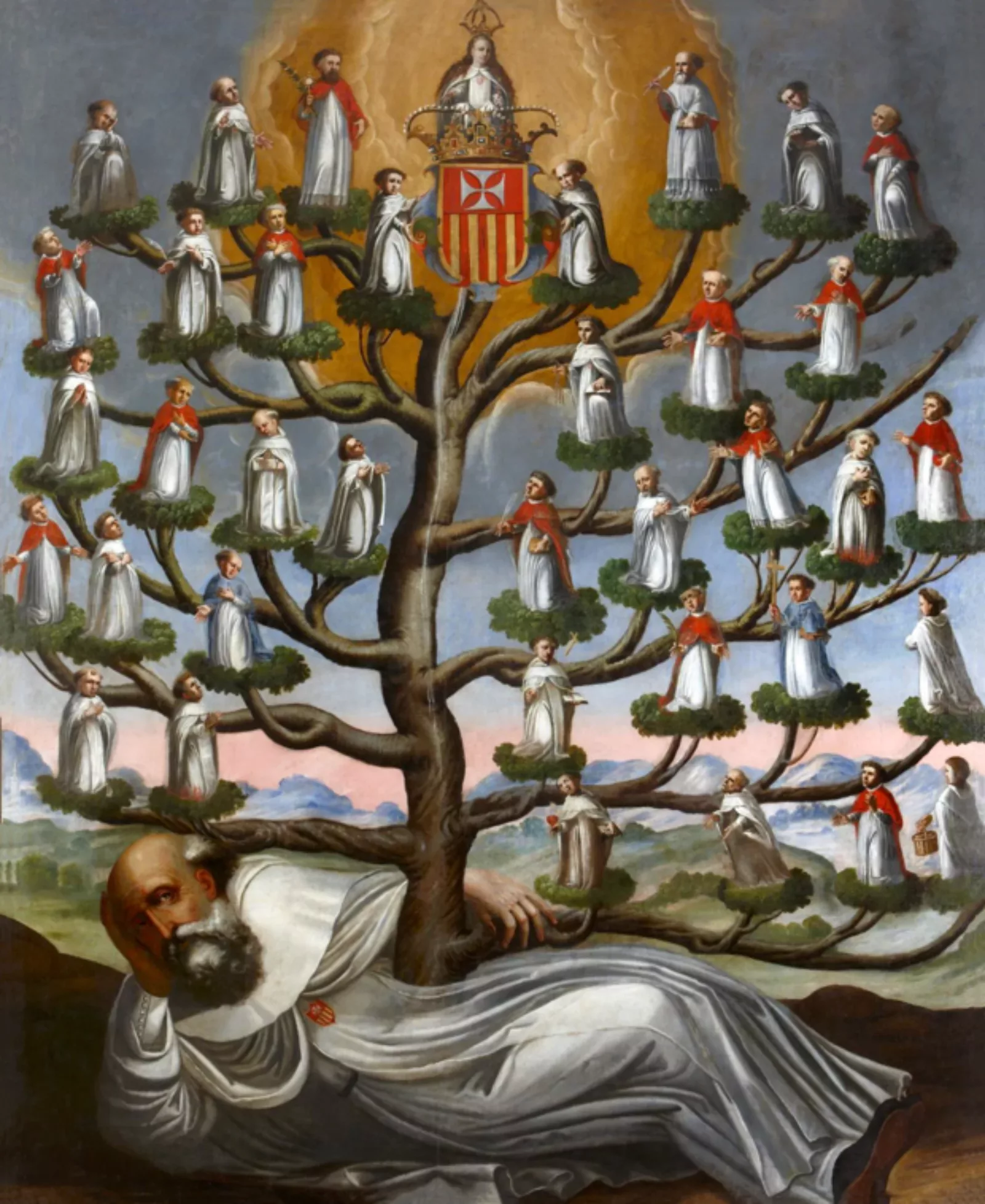 Main Visual Story 1 Genealogical Tree of the Mercederian Order oil on canvas mid 18th century Image courtesy of the Thoma Foundation